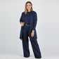 Elegantes 3-teiliges Set: Langer Cardigan, Oberteil und Hose