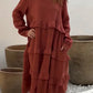 🦋Was soll ich morgen anziehen?💕Women's Long Sleeve Round Neck Ruffle Dresses