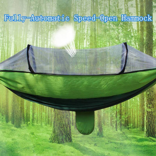 🛏️🏕️Vollautomatische Speed-Open-Hängematte mit Netz 🦟