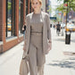 Elegantes 3-teiliges Set: Langer Cardigan, Oberteil und Hose