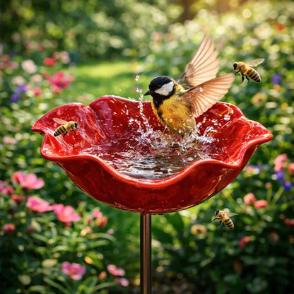 Geschenke zum Muttertag 2026 mit 49 % Rabatt - Handgefertigter Metall-Gartenstecker mit Blume und Vogel 🐦