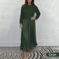 🍂50 % Rabatt-Aktion🍂Stilvolles und elegantes Kleid mit Rundhalsausschnitt und Falten für Damen