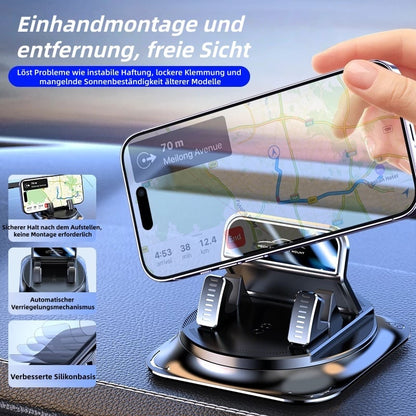 🔄🚗 Handyhalterung fürs Auto | 360° verstellbar · Einhandverriegelung in 0,1 Sekunden · Rutschfest und beschädigt das Armaturenbrett nicht · Wasserfest und schmutzabweisend
