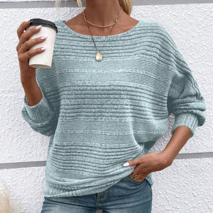 ⏰Weiches, einfarbiges Pullover-Langarmoberteil mit Fledermausärmeln für Damen