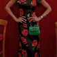 🎉Was soll ich morgen anziehen?🥳 Cheongsam-Stil Maxikleid mit Rosenblüten-Print, gestuften Volantärmeln und Stretch-Stoff.