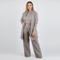 Elegantes 3-teiliges Set: Langer Cardigan, Oberteil und Hose