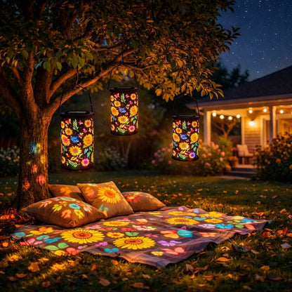 Hängende Solar-Schattenlaterne mit durchbrochenem Design