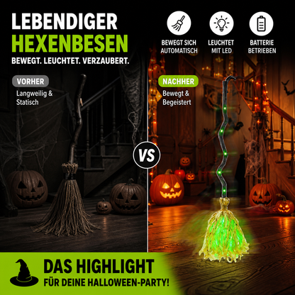 Elektrische Hexenbesen-Dekoration zu Halloween