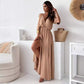 Was soll ich morgen anziehen?💯Elegantes, sexy Kleid mit V-Ausschnitt und Seitenschlitz für Damen