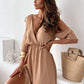 Was soll ich morgen anziehen?💯Elegantes, sexy Kleid mit V-Ausschnitt und Seitenschlitz für Damen