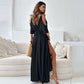 Was soll ich morgen anziehen?💯Elegantes, sexy Kleid mit V-Ausschnitt und Seitenschlitz für Damen