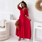 Was soll ich morgen anziehen?💯Elegantes, sexy Kleid mit V-Ausschnitt und Seitenschlitz für Damen