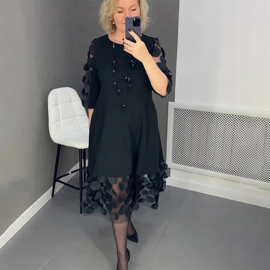 🔥Was soll ich morgen anziehen?🔥Ausgestelltes Kleid in Übergröße mit Punktedekor