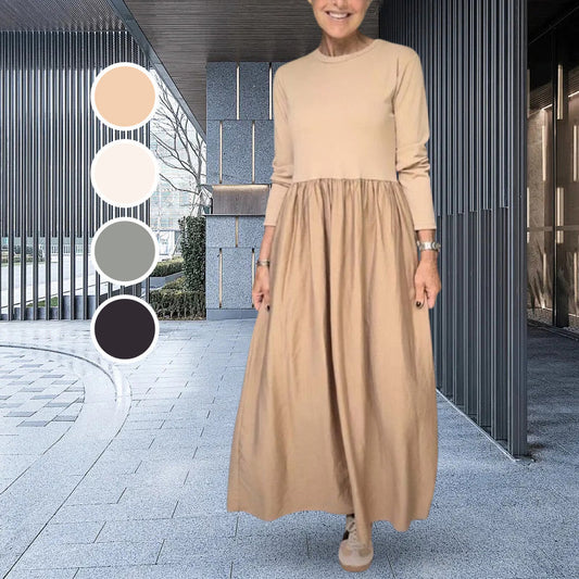 Was soll ich morgen anziehen?❤Fließendes Midi-Strickkleid mit langen Ärmeln