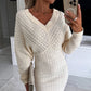 💕Was soll ich morgen anziehen?💕Women's V-Neck Long Sleeves Knitted Dress