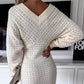 💕Was soll ich morgen anziehen?💕Women's V-Neck Long Sleeves Knitted Dress