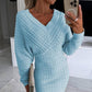 💕Was soll ich morgen anziehen?💕Women's V-Neck Long Sleeves Knitted Dress