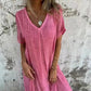 🔥Was soll ich morgen anziehen?🔥Women's Loose V-neck Cotton Linen Dress
