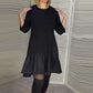 🔥Was soll ich morgen anziehen?✨Locker plissiertes elegantes schwarzes Kleid mit siebenzackigen Ärmeln
