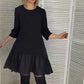 🔥Was soll ich morgen anziehen?✨Locker plissiertes elegantes schwarzes Kleid mit siebenzackigen Ärmeln