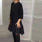 🔥Was soll ich morgen anziehen?✨Locker plissiertes elegantes schwarzes Kleid mit siebenzackigen Ärmeln
