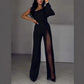 💖Was soll ich morgen anziehen?👗Damen-Jumpsuit mit hohem Schlitz