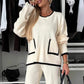 🎁Was soll ich morgen anziehen?🎄Set aus Colorblock-Top und weit geschnittener Hose für Damen