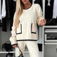 🎁Was soll ich morgen anziehen?🎄Set aus Colorblock-Top und weit geschnittener Hose für Damen