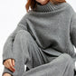 Was soll ich morgen anziehen?-Damen Casual Relaxed Strickpullover und Hose Set mit weitem Bein