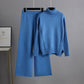 Was soll ich morgen anziehen?-Damen Casual Relaxed Strickpullover und Hose Set mit weitem Bein