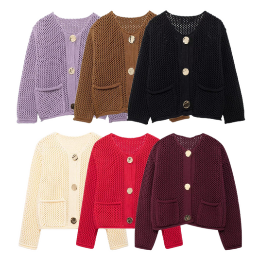 ❄️Was soll ich morgen anziehen?❄️Damen Mode Cut-Out Strickjacke