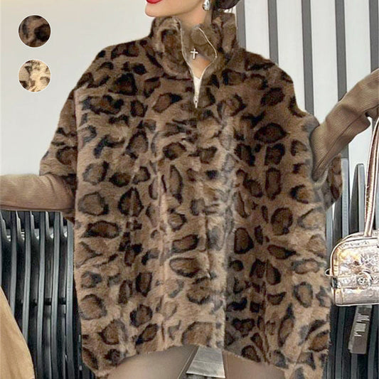 🎅Was soll ich morgen anziehen?🎄Damen-Kunstpelzjacke mit Leopardenmuster