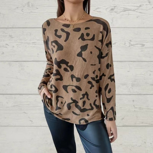 🔥Was soll ich morgen anziehen?🔥Italian Animal Print Long-sleeve T-shirt for Women