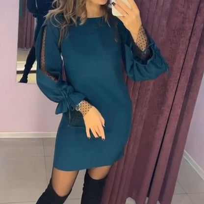🥰What should I wear tomorrow?🌿✨Langärmliges Netzkleid mit Rundhalsausschnitt💃