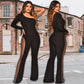 Sexy Off-Shoulder Bodycon Rhinestone Leg Jumpsuit