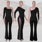 Sexy Off-Shoulder Bodycon Rhinestone Leg Jumpsuit