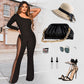 Sexy Off-Shoulder Bodycon Rhinestone Leg Jumpsuit