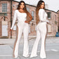 Sexy Off-Shoulder Bodycon Rhinestone Leg Jumpsuit