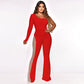 Sexy Off-Shoulder Bodycon Rhinestone Leg Jumpsuit