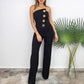 🔥What should I wear tomorrow?🔥Ärmelloser Jumpsuit mit Knopfdesign und Schlagsaum