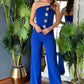 🔥What should I wear tomorrow?🔥Ärmelloser Jumpsuit mit Knopfdesign und Schlagsaum