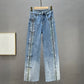👖Was soll ich morgen anziehen?✨Damen Jeans mit glänzenden Strasssteinen und schickem Schlitz✨