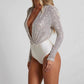 🔥Was soll ich morgen anziehen?🔥Damen eleganter Pailletten-Bodysuit mit tiefem V-Ausschnitt