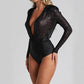 🔥Was soll ich morgen anziehen?🔥Damen eleganter Pailletten-Bodysuit mit tiefem V-Ausschnitt