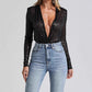 🔥Was soll ich morgen anziehen?🔥Damen eleganter Pailletten-Bodysuit mit tiefem V-Ausschnitt
