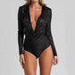 🔥Was soll ich morgen anziehen?🔥Damen eleganter Pailletten-Bodysuit mit tiefem V-Ausschnitt
