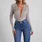 🔥Was soll ich morgen anziehen?🔥Damen eleganter Pailletten-Bodysuit mit tiefem V-Ausschnitt