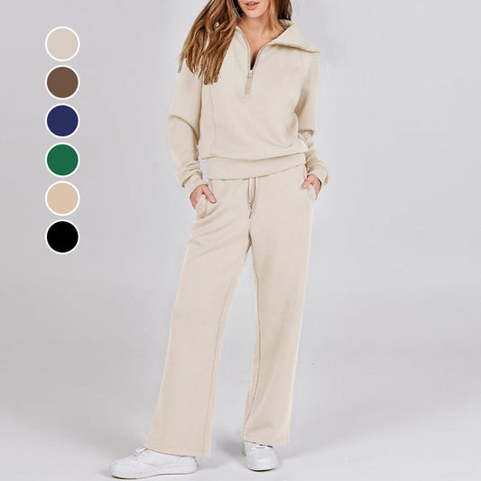 Was soll ich morgen anziehen?🌈 Lässig mit Reißverschluss und langen Ärmeln 💨Top ＆Hose Zweiteiliges Set