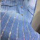 Women's Button Down Denim Shirt with Rhinestones