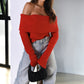 ❤Was soll ich morgen anziehen?❤Off-the-Shoulder Long Sleeve Sweater